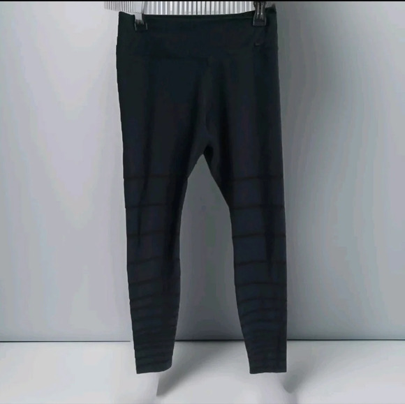 Nike Women's Mesh stripe Full length Compression leggings black size Large - Picture 1 of 6